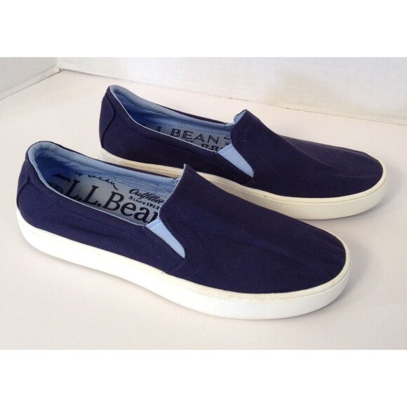 LL Bean Shoes Women 11 M Blue Eco Bay Slip On Boat Stretch Canvas Comfort Loafer - Picture 2 of 12
